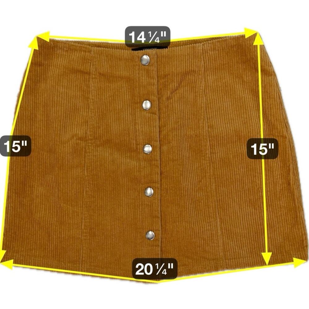 Forever 21 Womens Medium Mini Skirt Snap Corduroy Gold Academia Preppy Coquette - Picture 3 of 10